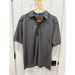 VASSARI Mens Gray Textured Short Sleeve Button Up Polo Shirt‎ XL